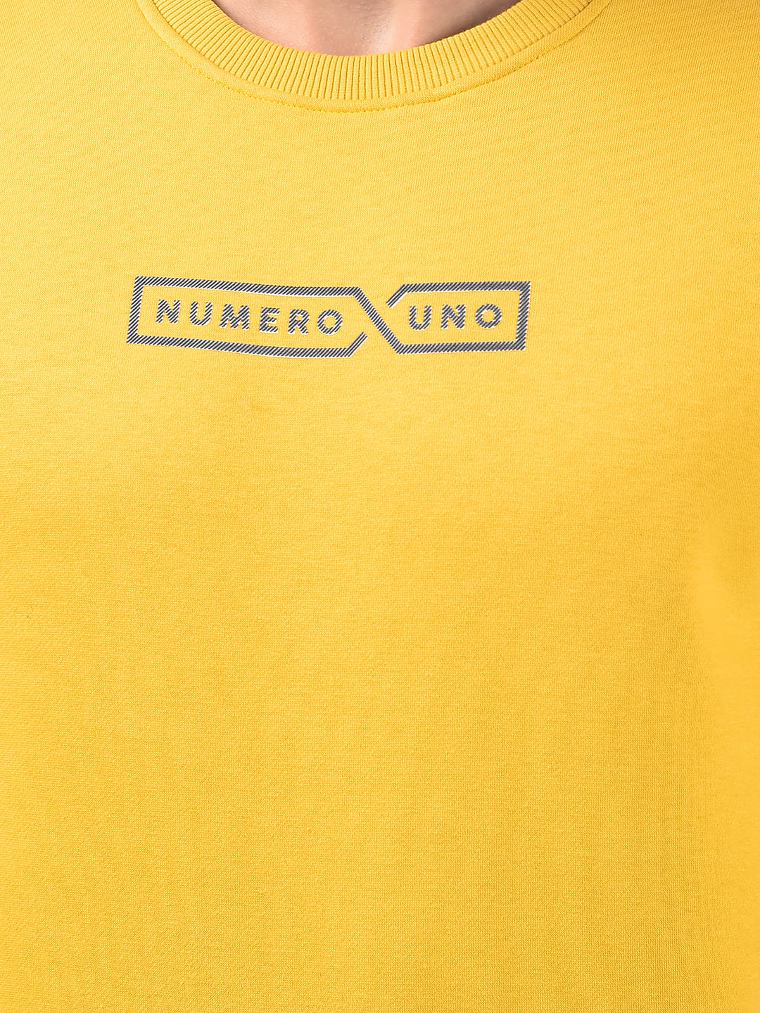 Numero Uno Men Typography Yellow Sweat Shirt